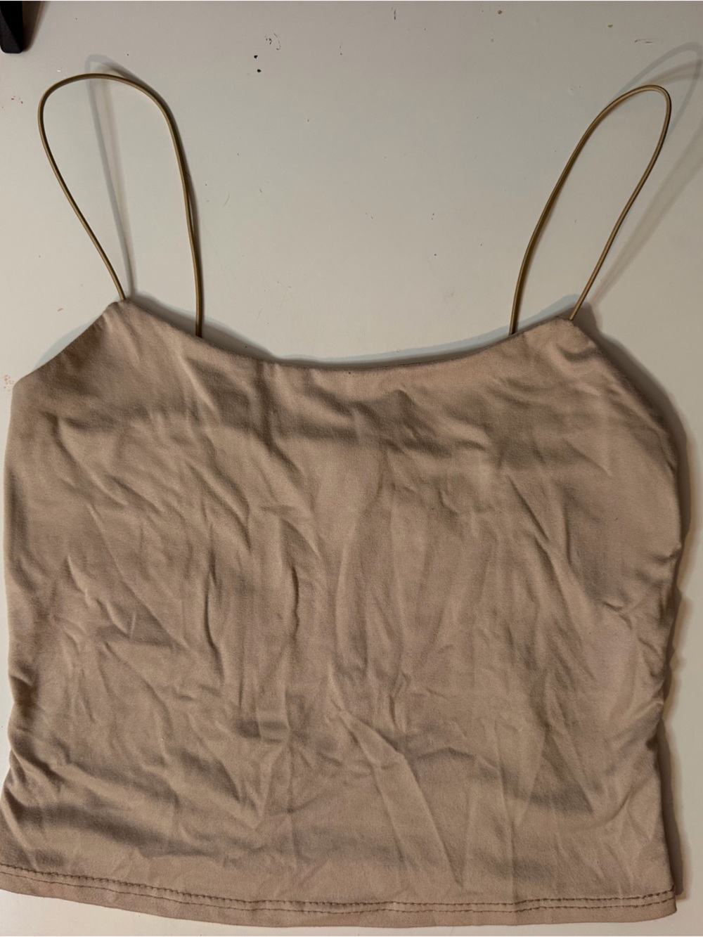 Girls Beige Tank Top with Spaghetti Straps